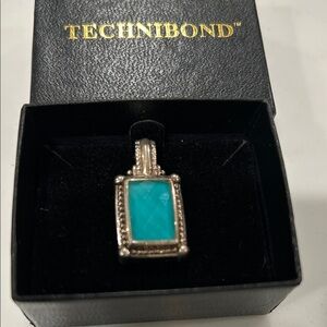 Technibond Silver Necklace with Turquoise Accent